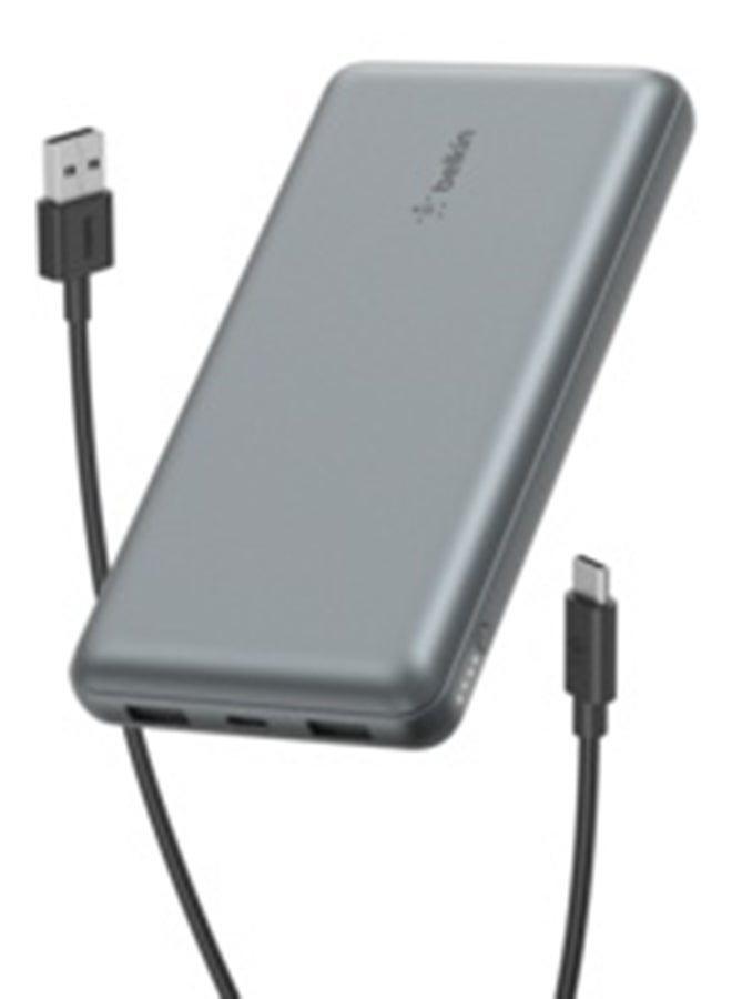 belkin 20000 mAh BoostCharge 3-Port 20K Power Bank With USB-C 15W, Dual USB-A, 15cm USB-A to USB-C Cable,for Apple iPhone 16 Or Older, Google, Samsung, Huawei - Grey - Image 1