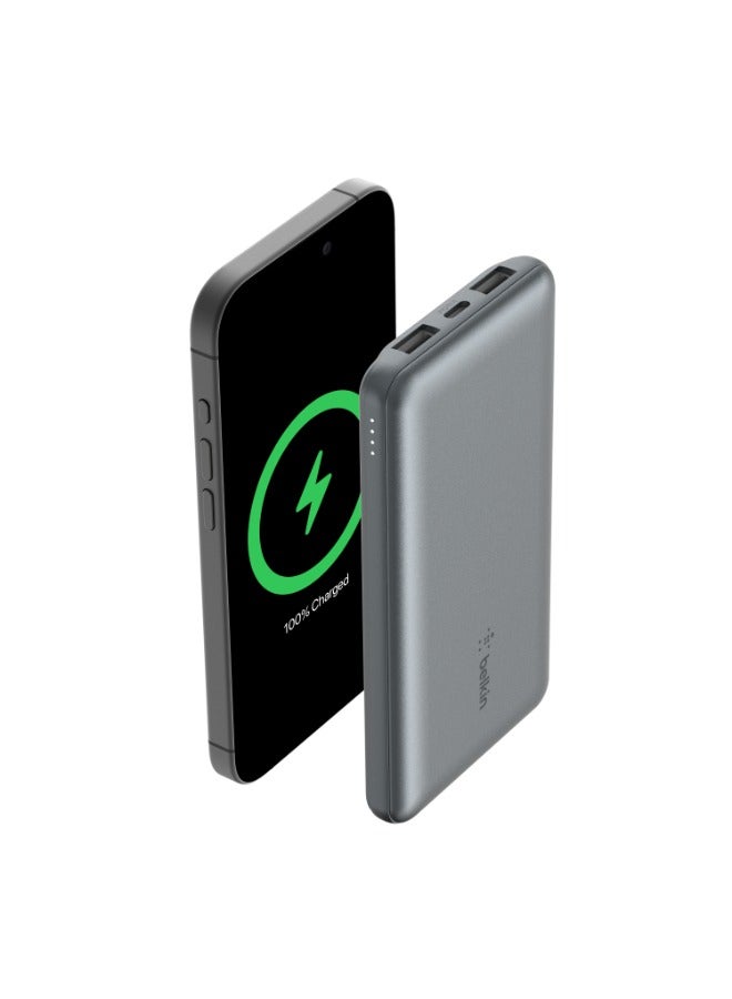 belkin 10000 mAh BoostCharge Pro Power Bank 10K - Battery Pack w/ USB-C & USB-A Ports, 15Watts Output Power, Portable Charger for iPhone 15, 14, 13, 12, iPad Pro, Galaxy S24, S24 Ultra, S24+ Space Grey  - Image 3