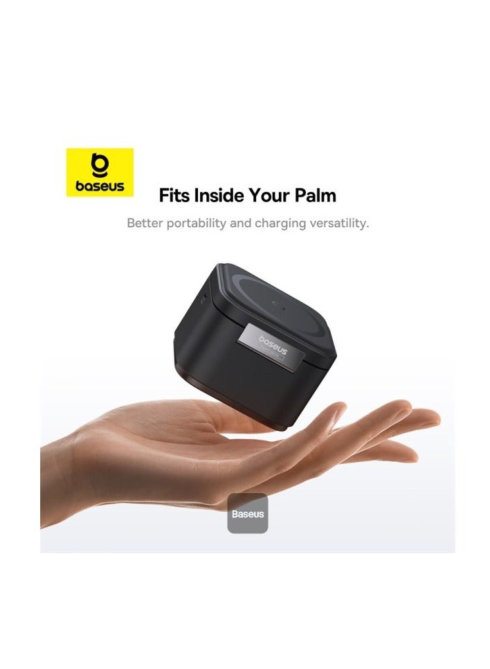 بيسوس شاحن لاسلكي مغناطيسي 2 في 1 من ماج برو | حامل شاحن سريع بقوة 25 وات لهاتف آيفون وسماعات إيربودز مع مخرج USB-C لشاحن iWatch - Image 3