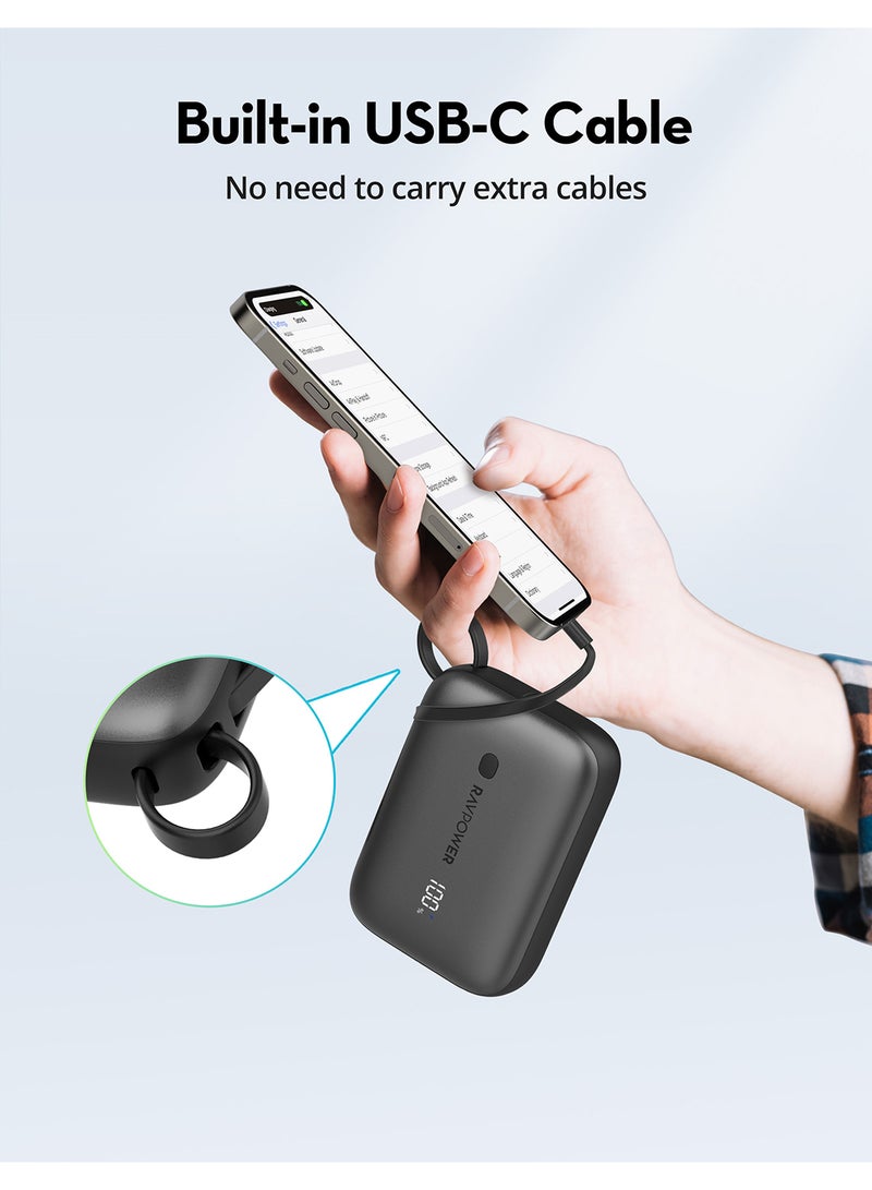 RAVPOWER 10000 mAh PD20W Power Bank Build-In Type-C Cable Grey  - Image 3