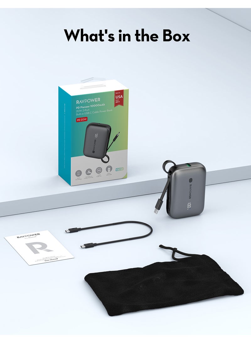 راف باور - بنك الطاقة PD20W مع كابل Type-C مدمج - Image 1