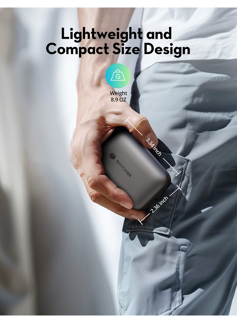 RAVPOWER 10000 mAh PD20W Power Bank Build-In Type-C Cable Grey  - Image 5