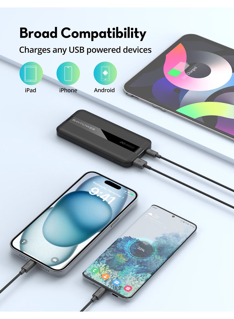 RAVPOWER 10000 mAh PD20W 2-Port Power Bank Black  - Image 4