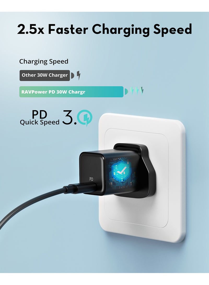 RAVPOWER RP-PC169 PD Pioneer 30W Wall Charger Black  - Image 3