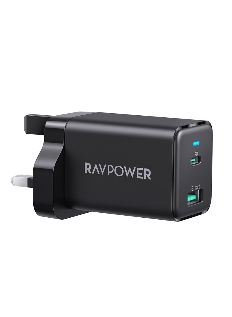 RAVPOWER RP-PC170 PD Pioneer 30W 2-Port Wall Charger Black  - Image 1