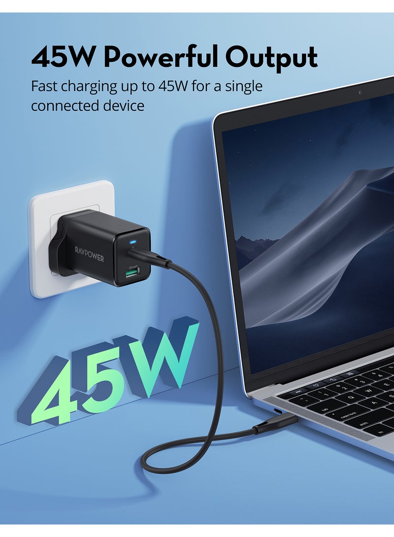 RAVPOWER RP-PC170 PD Pioneer 30W 2-Port Wall Charger Black  - Image 3