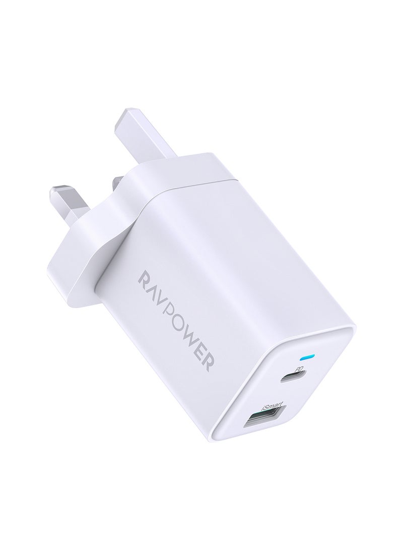 RAVPOWER RP-PC170 PD Pioneer 30W 2-Port Wall Charger White | Best Price KSA  | Riyadh, Jeddah