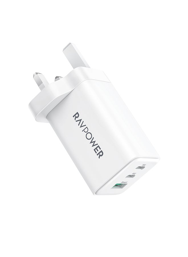 RAVPOWER - RP-PC172 PD Pioneer 65W 3-Port Wall Charger UK White - Image 1