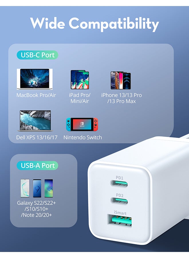RAVPOWER - RP-PC172 PD Pioneer 65W 3-Port Wall Charger UK White - Image 1