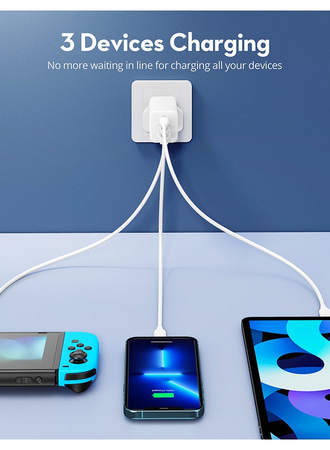 RAVPOWER - RP-PC172 PD Pioneer 65W 3-Port Wall Charger UK White - Image 1