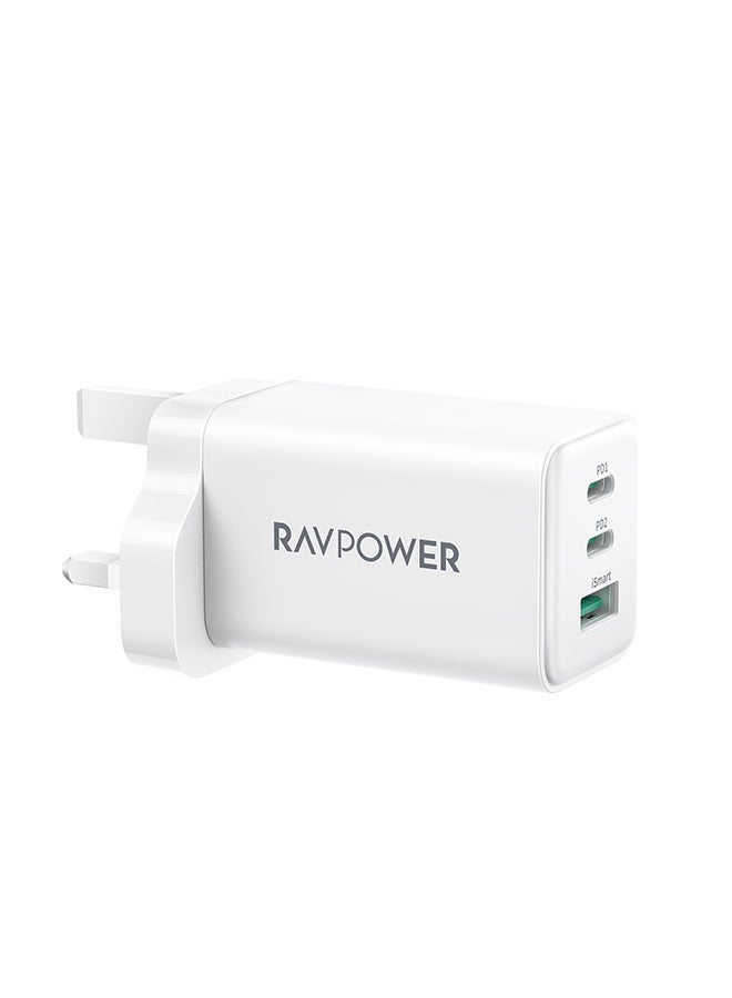 RAVPOWER - RP-PC172 PD Pioneer 65W 3-Port Wall Charger UK White - Image 1