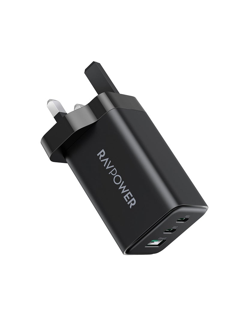 RAVPOWER - RP-PC172 PD Pioneer 65W 3-Port Wall Charger UK Black - Image 1