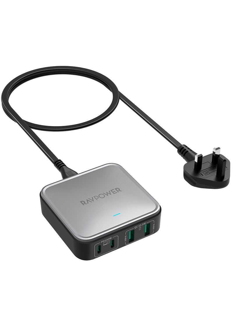 راف باور شاحن سطح المكتب RP-PC1042 GaN PD 100W بأربعة منافذ - Image 1