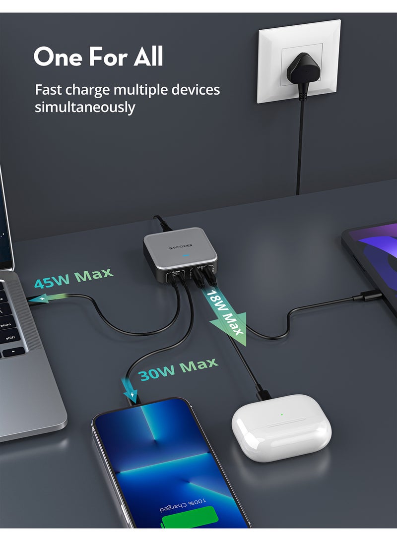 راف باور شاحن سطح المكتب RP-PC1042 GaN PD 100W بأربعة منافذ - Image 4