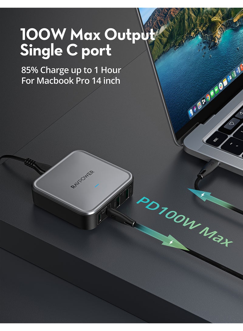 راف باور شاحن سطح المكتب RP-PC1042 GaN PD 100W بأربعة منافذ - Image 3