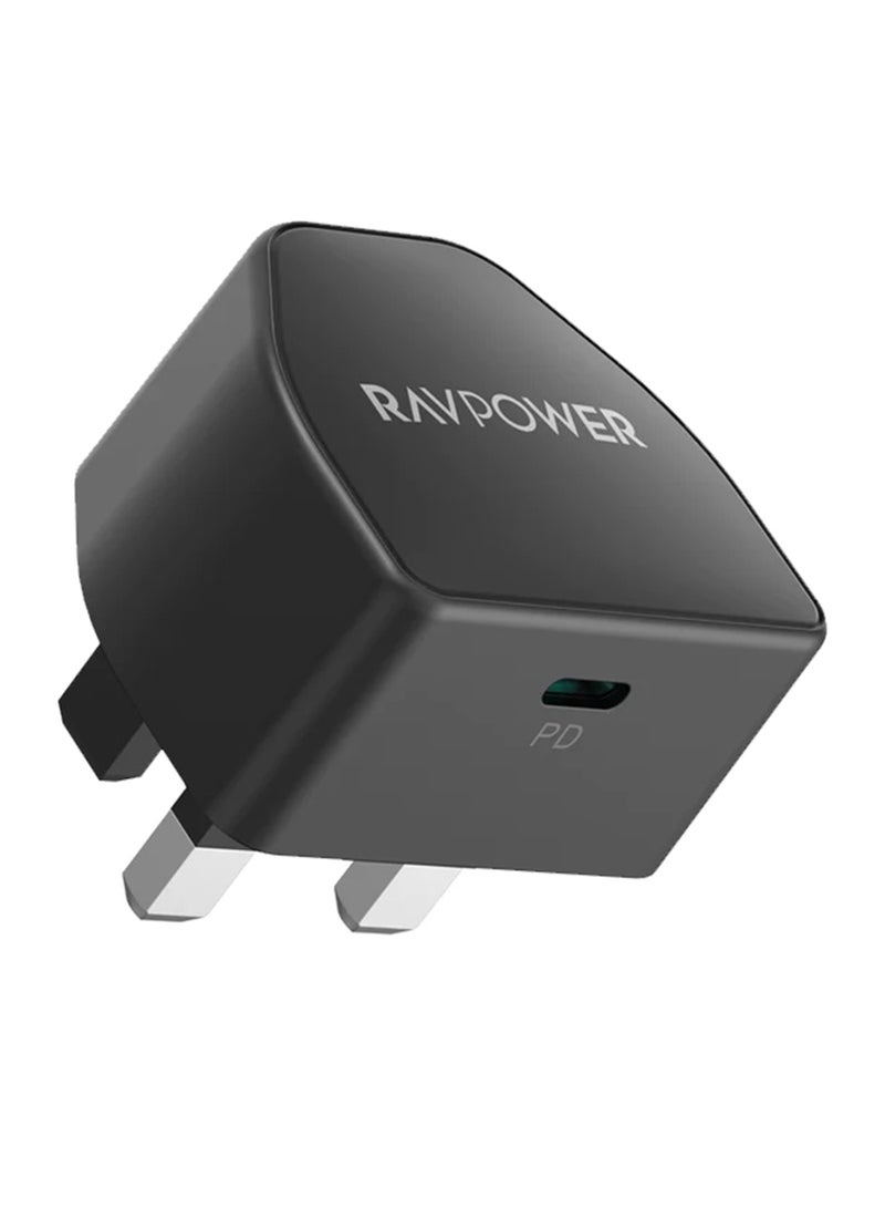 RAVPOWER RP-PC1041 PD 20W Wall Charger With One Type C Port Black  - Image 1