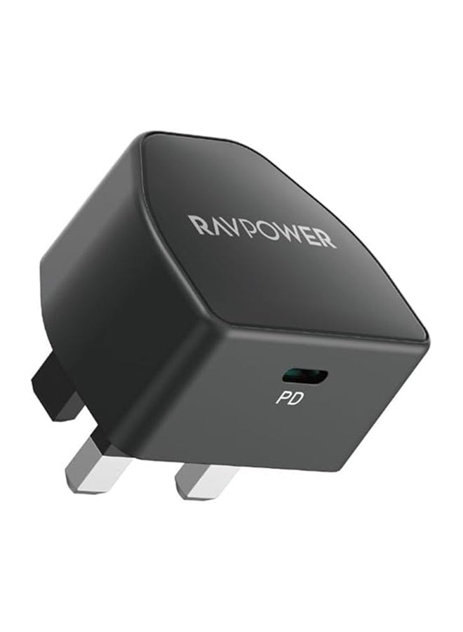 RAVPOWER RP-PC1041 PD 20W Wall Charger With One Type C Port Black  - Image 2