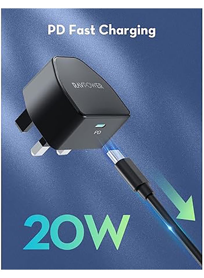 RAVPOWER RP-PC1041 PD 20W Wall Charger With One Type C Port Black  - Image 5