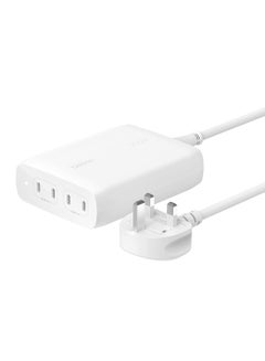 belkin 200 mAh BoostCharge PRO 200W 4-Ports GaN Desktop Charger (140W C1+C2 Max, 60W C3+C4 Max) White 