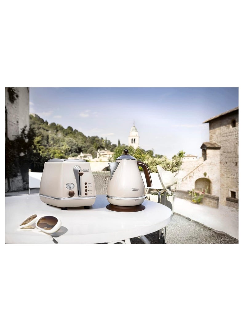 De'Longhi - Icona Vintage Electric Kettle 1.7 L 2000 W KBOV2001.BG Beige - Image 1