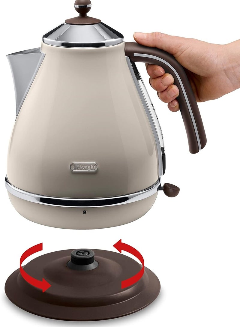 De'Longhi - Icona Vintage Electric Kettle 1.7 L 2000 W KBOV2001.BG Beige - Image 1