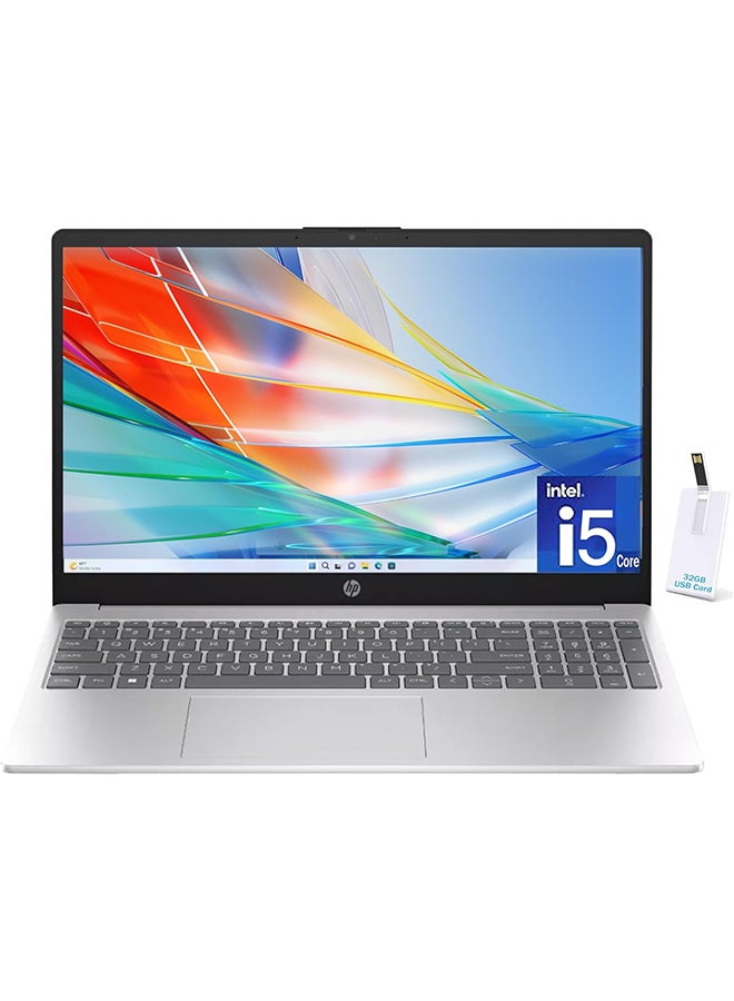 HP (Upgraded Version) Laptop With 15.6-Inch Display, Core i5-1335U Processor/16GB RAM/512GB SSD/Intel Iris XE Graphics/Windows 11 Home + 32GB USB FLASH English silver  - Image 1