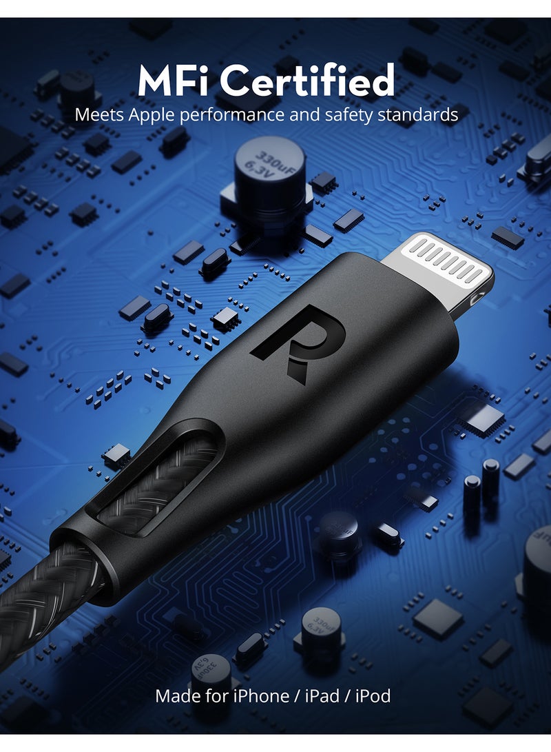 RAVPOWER - RP-CB1027 USB A To Lightning Cable 2M Nylon Black - Image 1