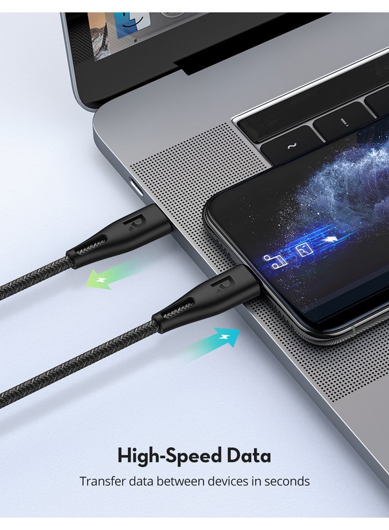 RAVPOWER RP-CB1018 Type-C To Lightning Cable 2M Nylon Black - Image 4