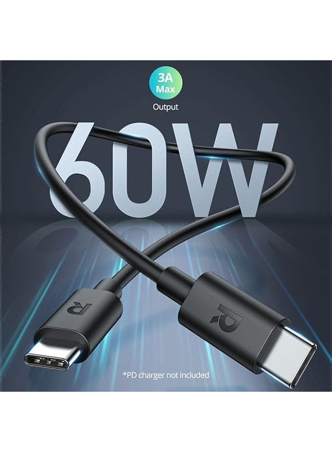 RAVPOWER - RP-CB1021 Type-C To Type-C Cable 1M TPE Black - Image 1