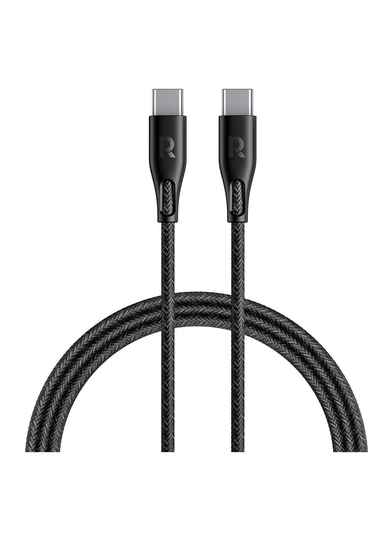 RAVPOWER RP-CB1031 60W Fast Charging Nylon Braid Global Version Type-C to C Cable 2M Black  - Image 1