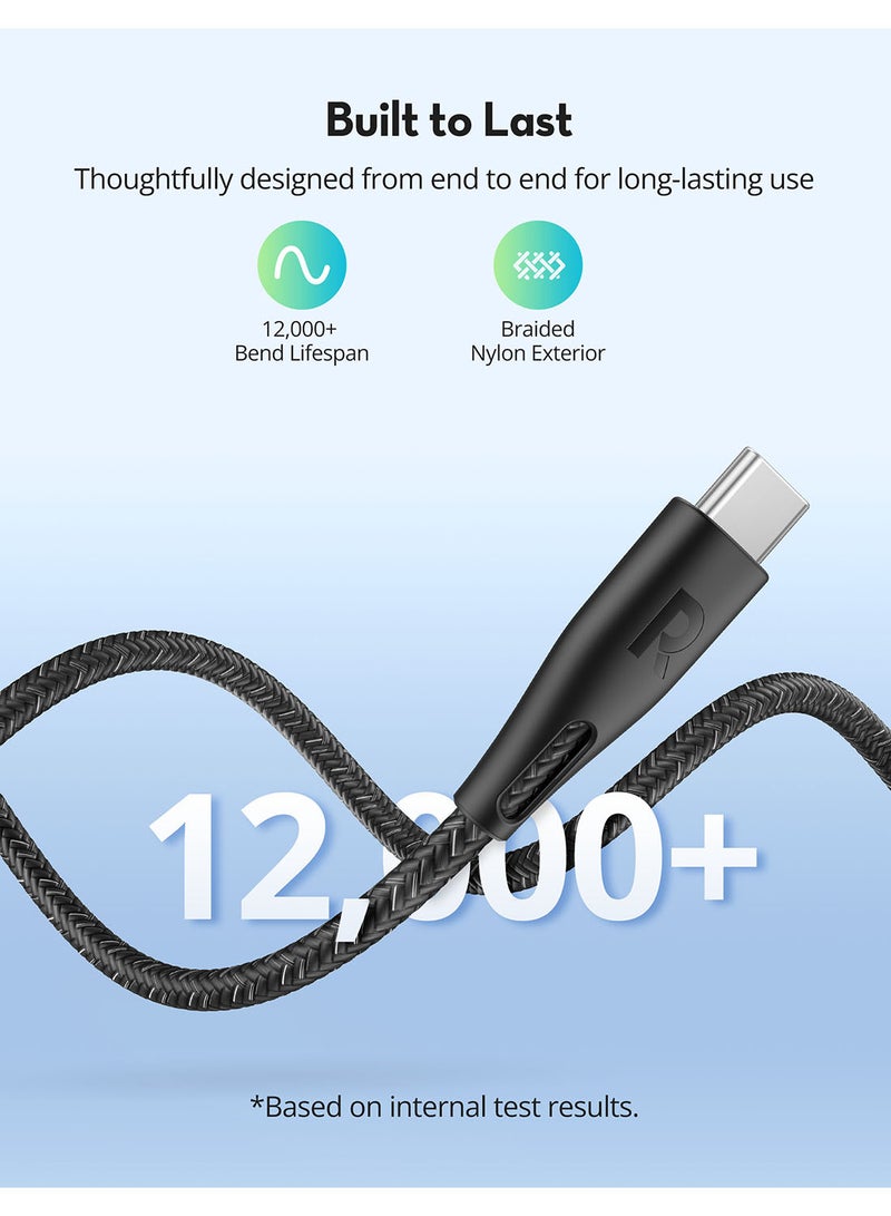 RAVPOWER RP-CB1031 60W Fast Charging Nylon Braid Global Version Type-C to C Cable 2M Black  - Image 4