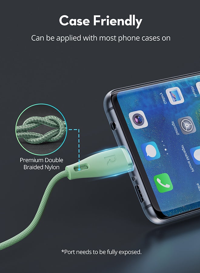RAVPOWER - RP-CB1033 3 In 1 Cable A To Micro+Type C+Lightning Green - Image 1