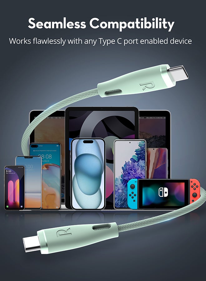 RAVPOWER - RP-CB1033 3 In 1 Cable A To Micro+Type C+Lightning Green - Image 1