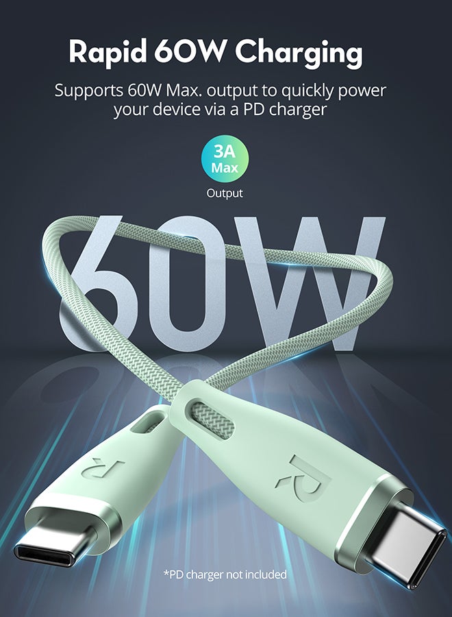 RAVPOWER - RP-CB1033 3 In 1 Cable A To Micro+Type C+Lightning Green - Image 1