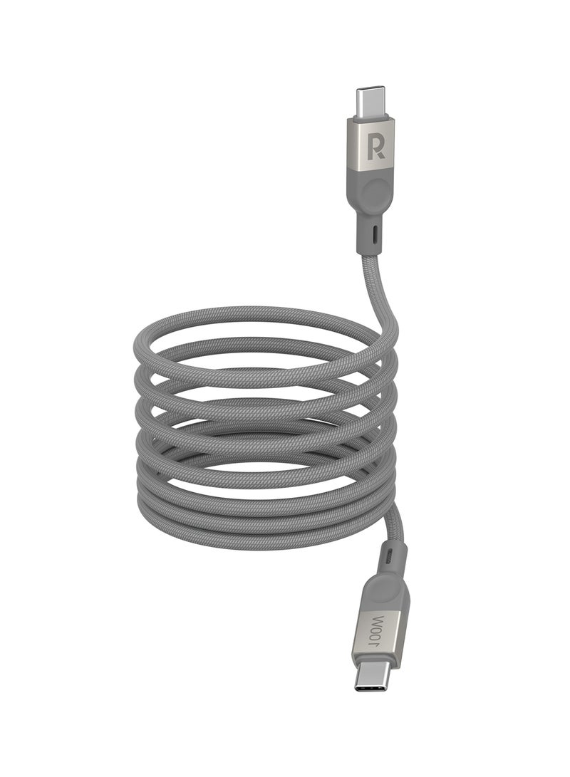 RAVPOWER 100W Magnetic Nylon Braided C-C Cable 1.2M White - Image 1