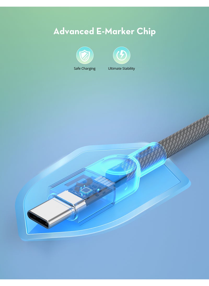 RAVPOWER 100W Magnetic Nylon Braided C-C Cable 1.2M White - Image 4