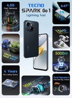 TECNO Spark Go 1 Dual SIM Startrail Black 3GB RAM 64GB - Middle East Version  - Image 2