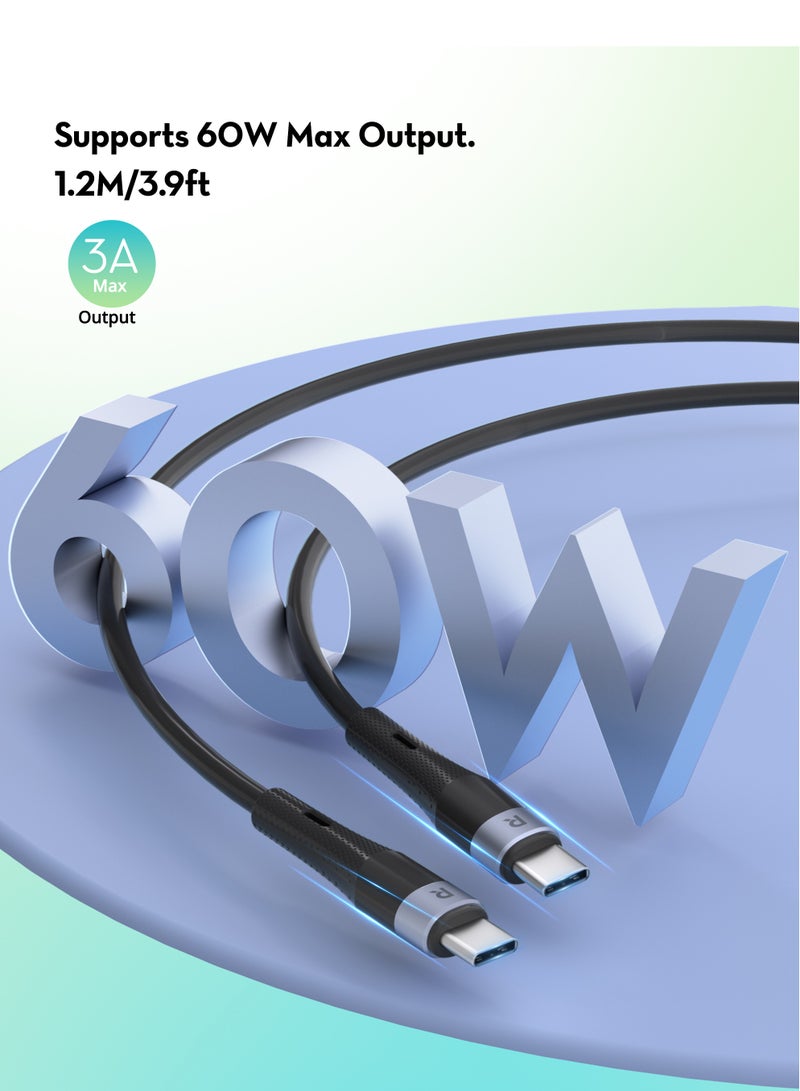 RAVPOWER 60W Silicone C-C Cable 1.2M Black  - Image 3