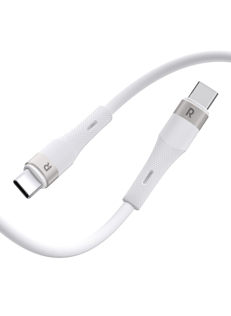RAVPOWER Ultra-Fast USB-C Cable Transparent Shells - Tab C 60W 1.2M White  - Image 2