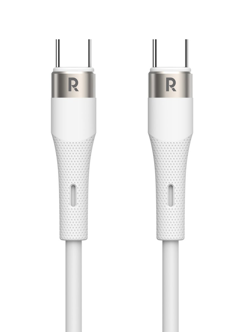 RAVPOWER Ultra-Fast USB-C Cable Transparent Shells - Tab C 60W 1.2M White  - Image 1