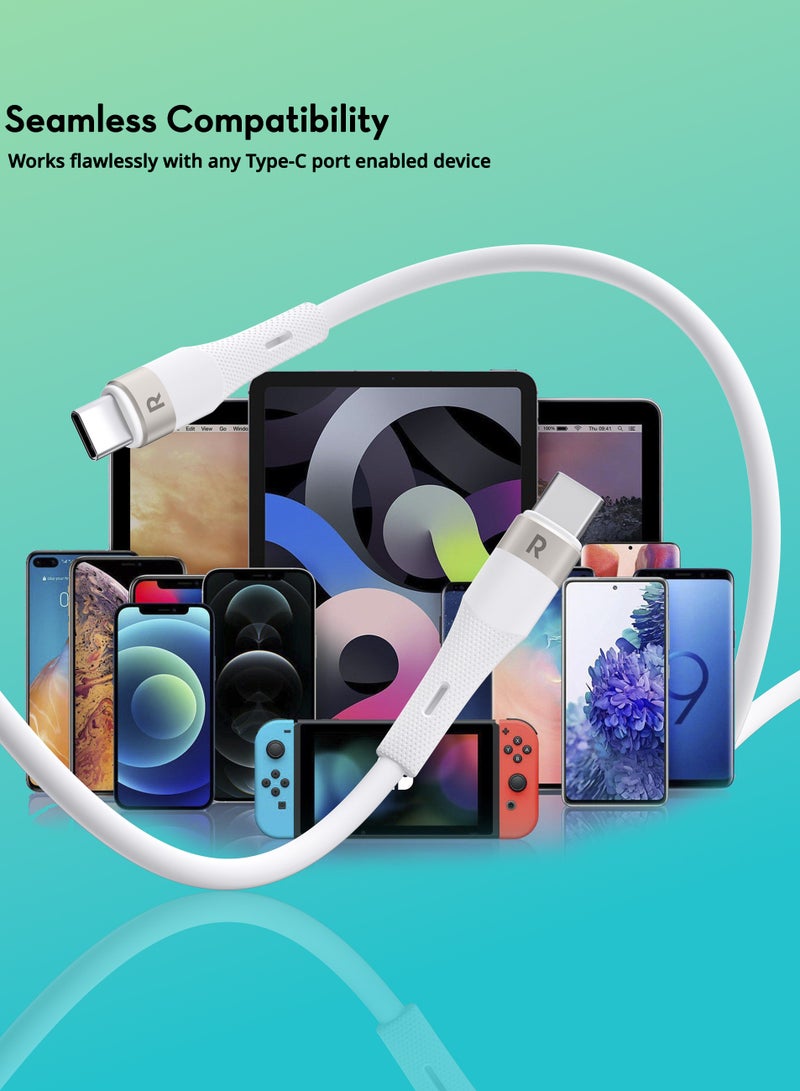 Ultra-Fast USB-C Cable Transparent Shells - Tab C 60W 1.2M White