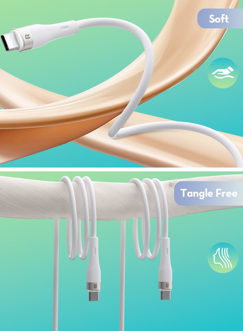 Ultra-Fast USB-C Cable Transparent Shells - Tab C 60W 1.2M White