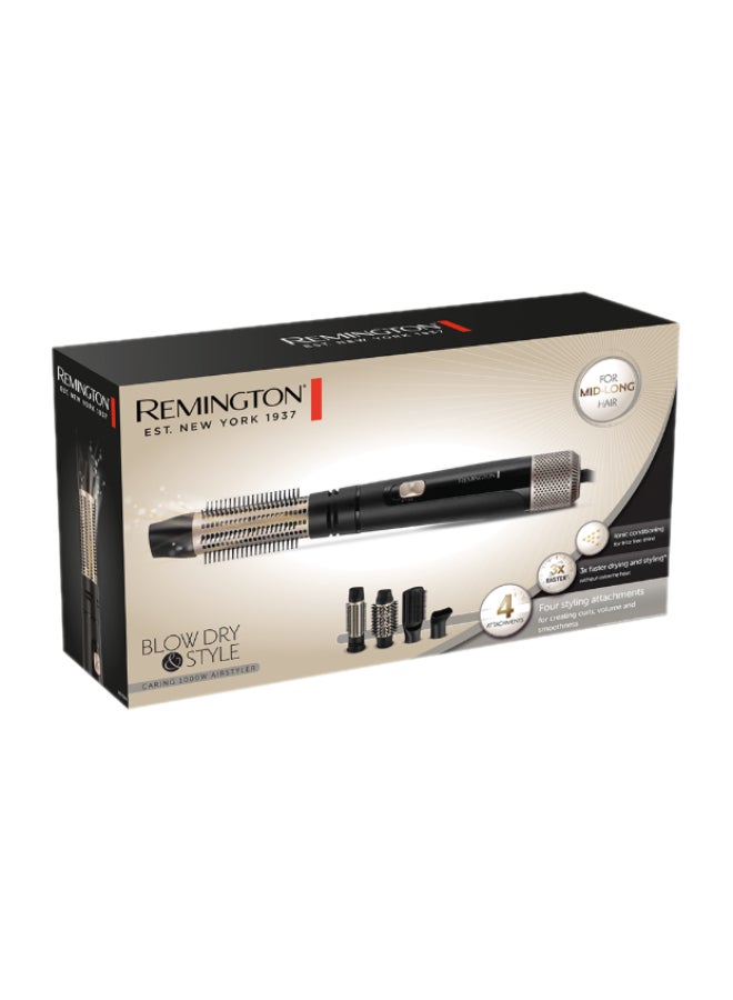 REMINGTON Blow and Dry Caring Air Styler - Hair Dryer, Hot Brush and Hair Curler for Mid to Long Length Hair, 4 Attachments, 1000 Watts, AS7500 - Black Black  - Image 3