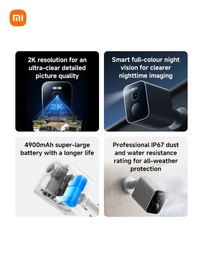 Xiaomi Outdoor Camera BW300 | 3MP 2K HD Full Color | Full-Colour Night Vision | 4900mAh Battery | IP67 Dust And Water Resistance | Two-Way Audio - Image 3