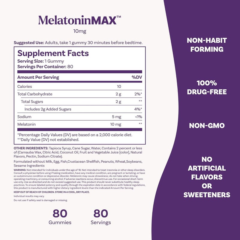 Natrol MelatoninMax, Sleep, Blueberry Flavor, 10 mg, 80 Gummies Packaging May Vary - Image 4