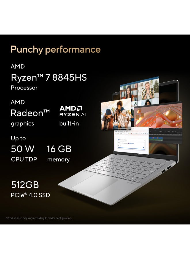 ASUS Vivobook S 14 M5406 (Upgraded Version) Laptop With 14-Inch Display, Ryzen 7-8845HS Processor/16GB RAM/512GB SSD/AMD Radeon Graphics/Windows 11 English Black  - Image 4