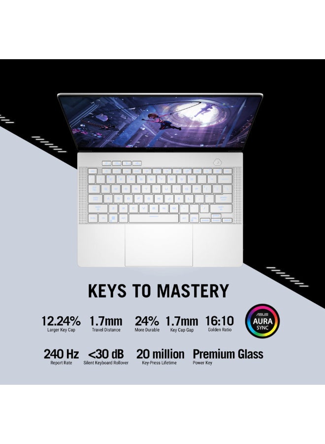 أسوس - كمبيوتر محمول ZEPHYRUS G14 بشاشة مقاس 14 بوصة ومعالج Ryzen 9-8945HS وذاكرة وصول عشوائي 32 جيجابايت ومحرك أقراص SSD سعة 1 تيرابايت وبطاقة رسومات GeForce RTX 4060 ونظام تشغيل Windows 11 - Image 1