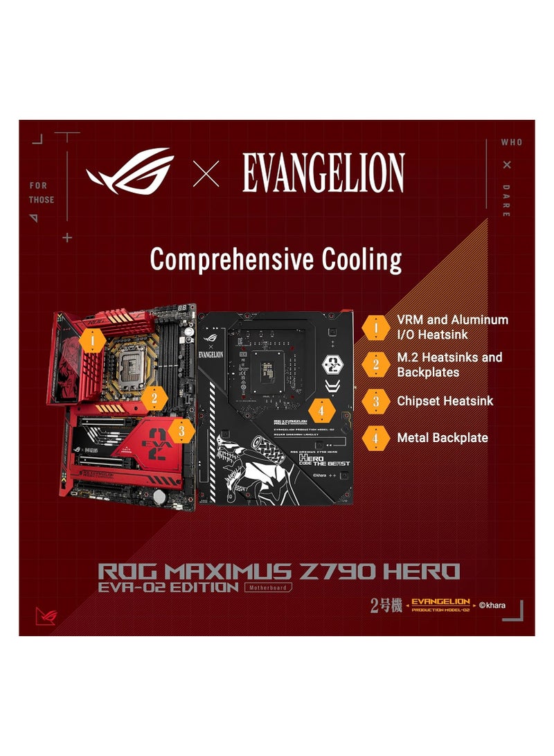 ASUS - Rog Msximus Z790 Hero EVA-02 Edition LGA 1700(Intel® 13th &12th Gen) ATX Gamining motherboard(DDR5, 5x M.2 slots,PCIe 5.0 x16 with Q-Release,Wi-Fi 6E, 2xThunderbolt 4, USB 20G Type-C front-panel) Red - Image 1