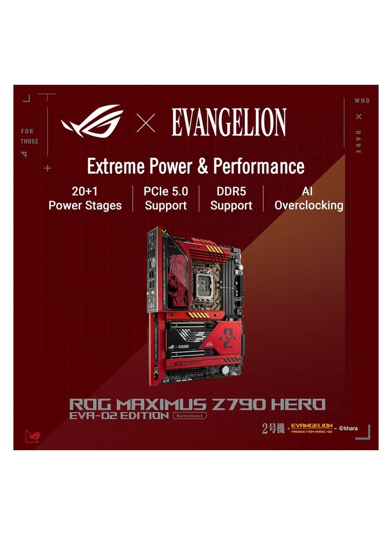 ASUS - Rog Msximus Z790 Hero EVA-02 Edition LGA 1700(Intel® 13th &12th Gen) ATX Gamining motherboard(DDR5, 5x M.2 slots,PCIe 5.0 x16 with Q-Release,Wi-Fi 6E, 2xThunderbolt 4, USB 20G Type-C front-panel) Red - Image 1