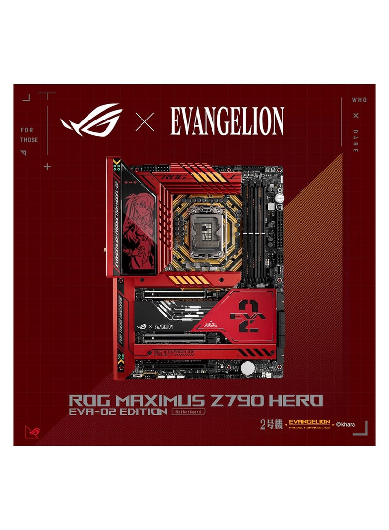 ASUS - Rog Msximus Z790 Hero EVA-02 Edition LGA 1700(Intel® 13th &12th Gen) ATX Gamining motherboard(DDR5, 5x M.2 slots,PCIe 5.0 x16 with Q-Release,Wi-Fi 6E, 2xThunderbolt 4, USB 20G Type-C front-panel) Red - Image 1